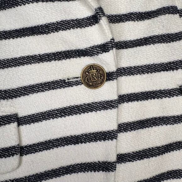 NWT Loft Cream Navy Nautical Light Academia Preppy Striped Blazer Womens Sz 2 - Picture 3 of 5